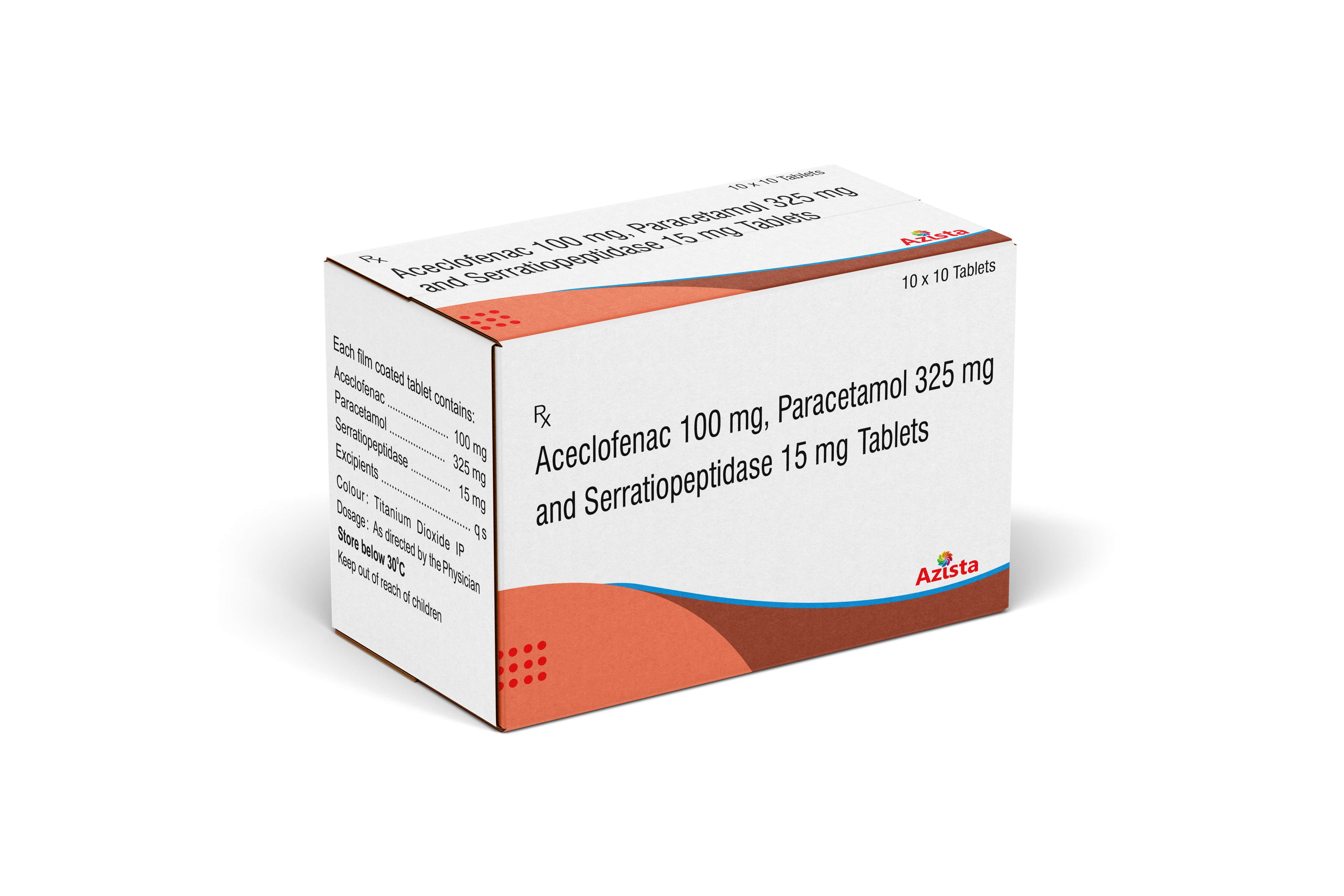 Aceclofenac 100mg and Paracetamol 325mg and  Serratiopeptidase 15mg