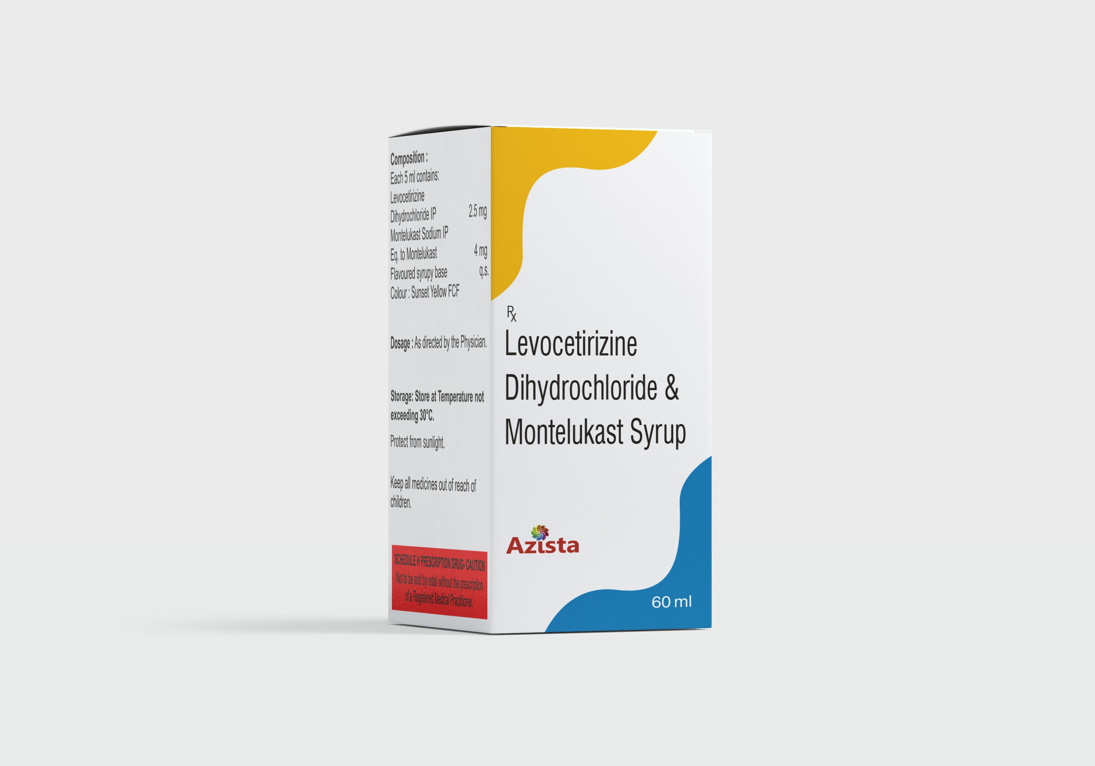 Levocetirizine dihydrochloride + Montelukast Sodium Syrup 2.5/4 mg